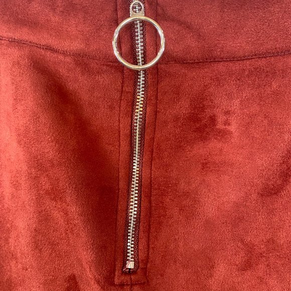 NWT THML Embroidered Faux Suede Mini Skirt - Picture 4 of 6